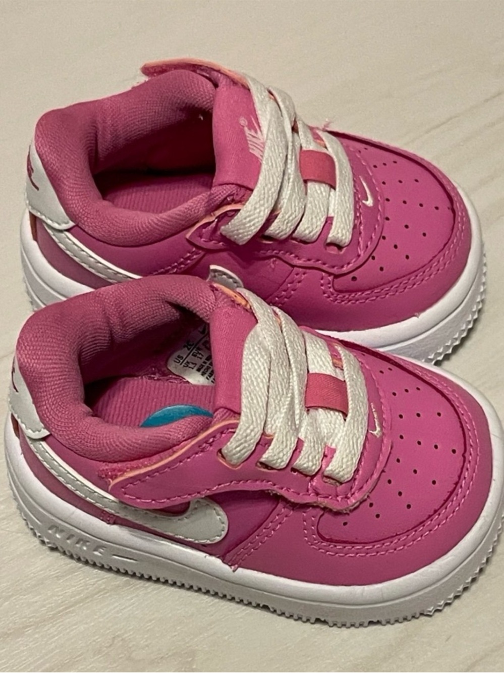 Nike Kids Force 1 Pink and White Low-Top Sneakers